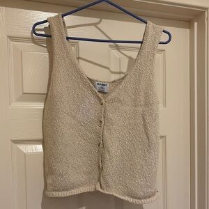 Old Navy Cream Textured Button-Front Tank